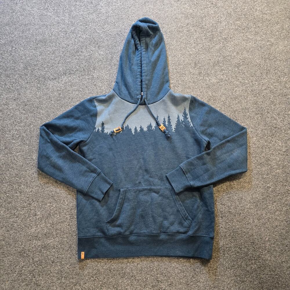 Tentree Hoodie Men Size Medium Blue Tree Graphic Sweatshirt Pocket Casual Forest